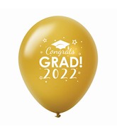 11" Congrats Grad 2022 Latex Balloons 25 Count Gold