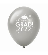 11" Congrats Grad 2022 Latex Balloons 25 Count Silver