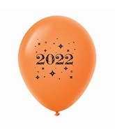 11" Year 2022 Stars Latex Balloons Orange (25 Per Bag)