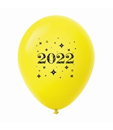 11" Year 2022 Stars Latex Balloons Yellow (25 Per Bag)