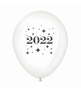 11" Year 2022 Stars Latex Balloons Clear (25 Per Bag)
