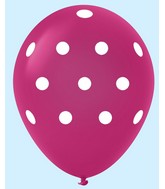 11" Polka Dots Latex Balloons 25 Count Dark Magenta