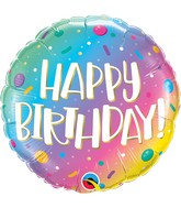 18" Birthday Ombre Dots & Sprinkles Foil Balloon