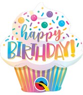 14" Shape Print Mini Birthday Ombre Cupcake Foil Balloon
