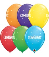 11" Congrats Dots & Stars (50 Count) Latex Balloons