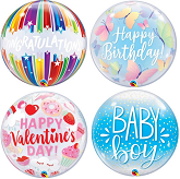 25 Pack of Clearance Assorted Bubble Balloons