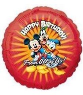 18" Happy Birthday From All of Us Mickey/Daffy/Pluto Foil Balloon