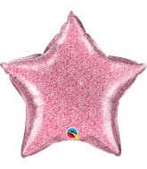 20" Star Glittergraphic Pink Foil Balloon