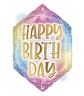 30" Foil Shape Holographic Opal Pastel Geo Birthday Foil Balloon