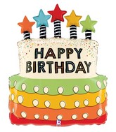 31" Foil Shape Candle Stars Birthday Cake Foil Balloon