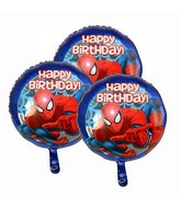 18" Single Sided Happy Birthday Spiderman Foil Balloon