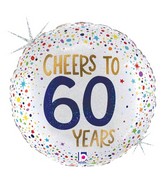 18" Foil Holographic Cheers to 60 Years Foil Balloon