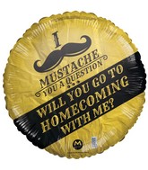 18" I mustache You A Questions Homecoming Foil Balloon