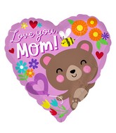 18" Love You Mom Bear Foil Balloon