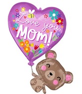 31" SuperShape Love You Mom Bear Foil Balloon