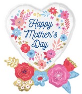 30" SuperShape Happy Mother's Day Artful Florals Foil Balloon