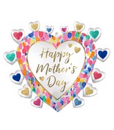 27" SuperShape Satin Happy Mother's Day Colorful Watercolor Foil Balloon