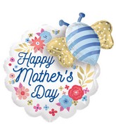 22" EZ-Fill® Multi-Balloon Happy Mother's Day Artful Florals & Bee Foil Balloon