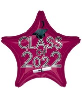 18" Graduation Class of 2022 - Berry Foil Balloon