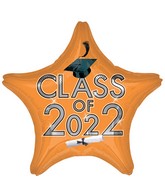 18" Graduation Class of 2022 - Orange Foil Balloon