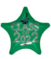 18" Graduation Class of 2022 - Green Foil Balloon