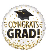 28" Jumbo Congrats Grad Gold Glitter Foil Balloon