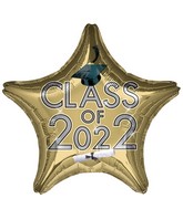 18" Graduation Class of 2022 - White Gold Foil Balloon