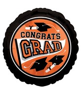 18" School Colors Be True to Your School Grad - Orange Foil Balloon