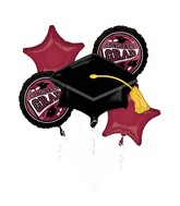 Bouquet School Colors Be True to Your School Grad - Berry Foil Balloon