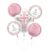 Bouquet My First Communion Pink Foil Balloon