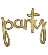 Airfill Only Script Phrase " Party" White Gold Foil Balloon
