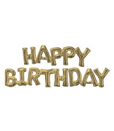 Airfill Only Block Phrase " Happy Birthday" White Gold Foil Balloon