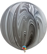 30" Black and White SuperAgate Balloons