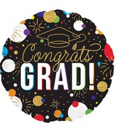 17" Gold & Black Grad Foil Balloon