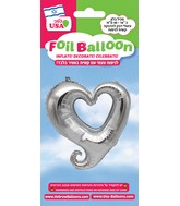 16" Silver Open Heart Air Filled Foil Balloon