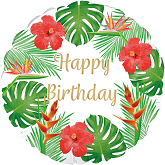 18" Tropical Happy Birthday Oaktree Foil Balloon