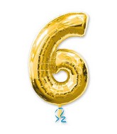 34" Number 6 Gold Foil Balloon Balloon