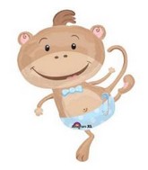 40" Baby Boy Monkey Foil Balloon