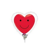 9" White Border Smile Heart Foil Balloon
