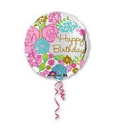30" Happy Birthday Flowers Foil Balloon Balloon