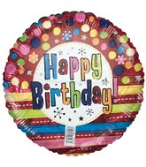 9" Airfill Only Happy Birthday Dots and Lines Foil Balloon