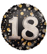 18" Number 18 Foil Balloon Black/Gold