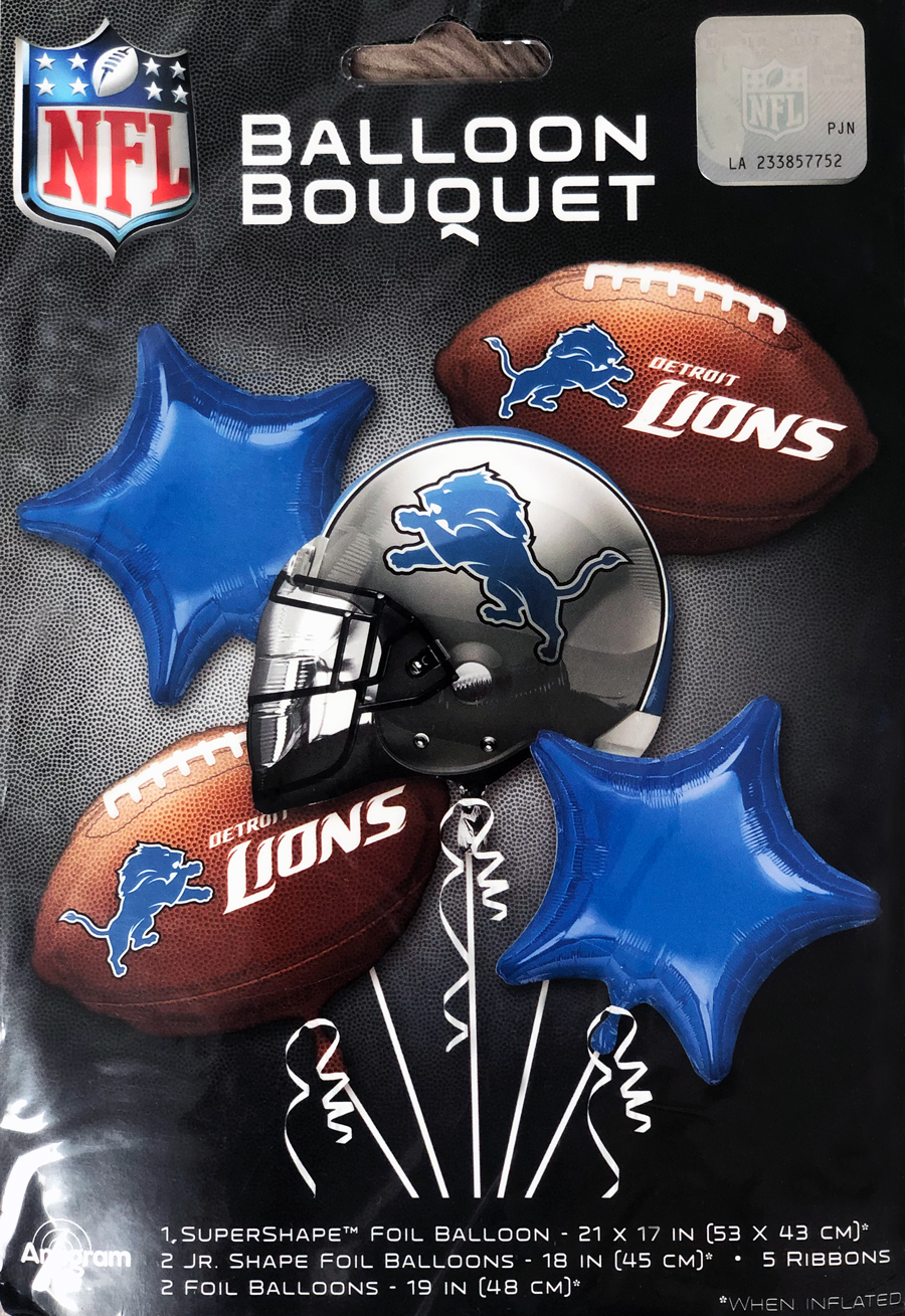 Lions NFL Football 5 Balloon Bouquet  Bargain Balloons - Mylar Balloons  and Foil Balloons