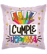 18" Rainbow Hermosa Cumple (Spanish) Foil Balloon