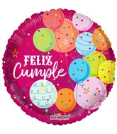 18" Feliz Cumple Redondo Rosa (Spanish) Foil Balloon