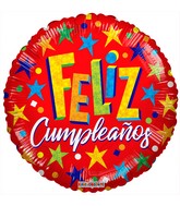 18" Feliz Cumpleaños Rojo (Spanish) Foil Balloon