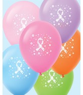 11" Assorted Colors Breast Cancer Latex Balloon 25 Count