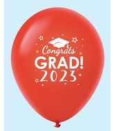 11" Congrats Grad 2023 Latex Balloons (25 Count) Red