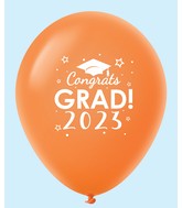 11" Congrats Grad 2023 Latex Balloons (25 Count) Orange