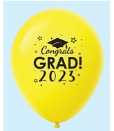 11" Congrats Grad 2023 Latex Balloons (25 Count) Yellow